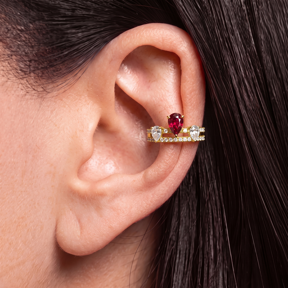 Ruby & Diamond Cascade Hoop