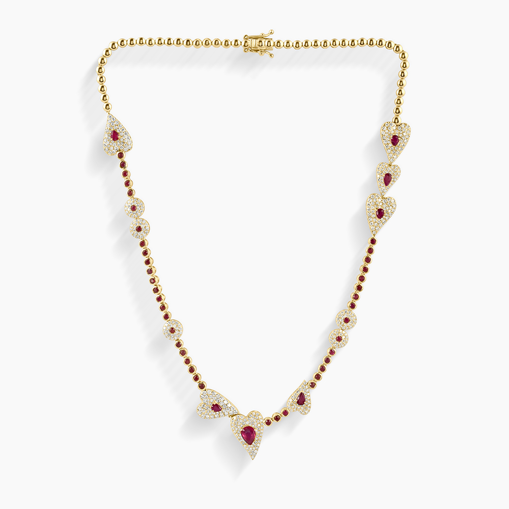 Ruby & Diamond Teardrop Necklace