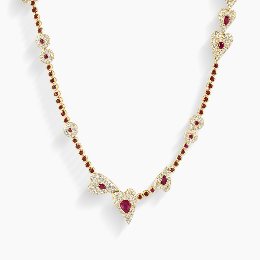 Ruby & Diamond Teardrop Necklace
