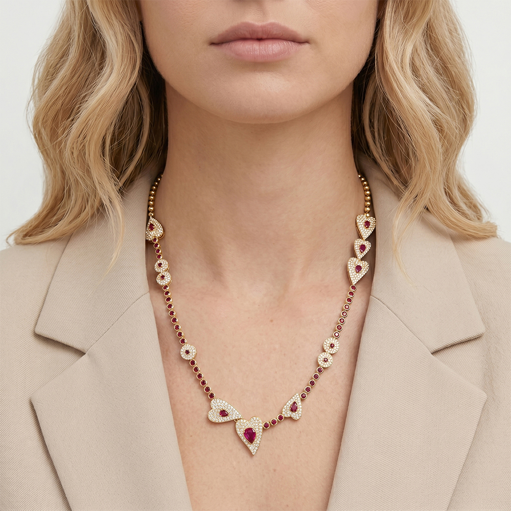 Ruby & Diamond Teardrop Necklace